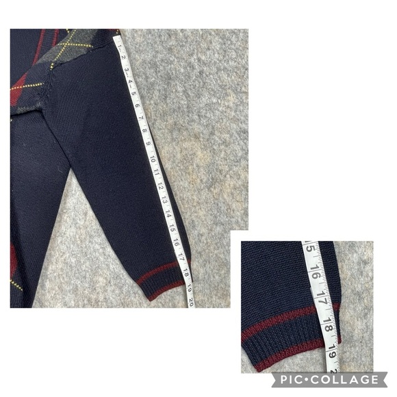 DKNY Wool Argyle Preppy Collegiate Grandmacore Relaxed Cardigan Sweater * - Picture 15 of 15